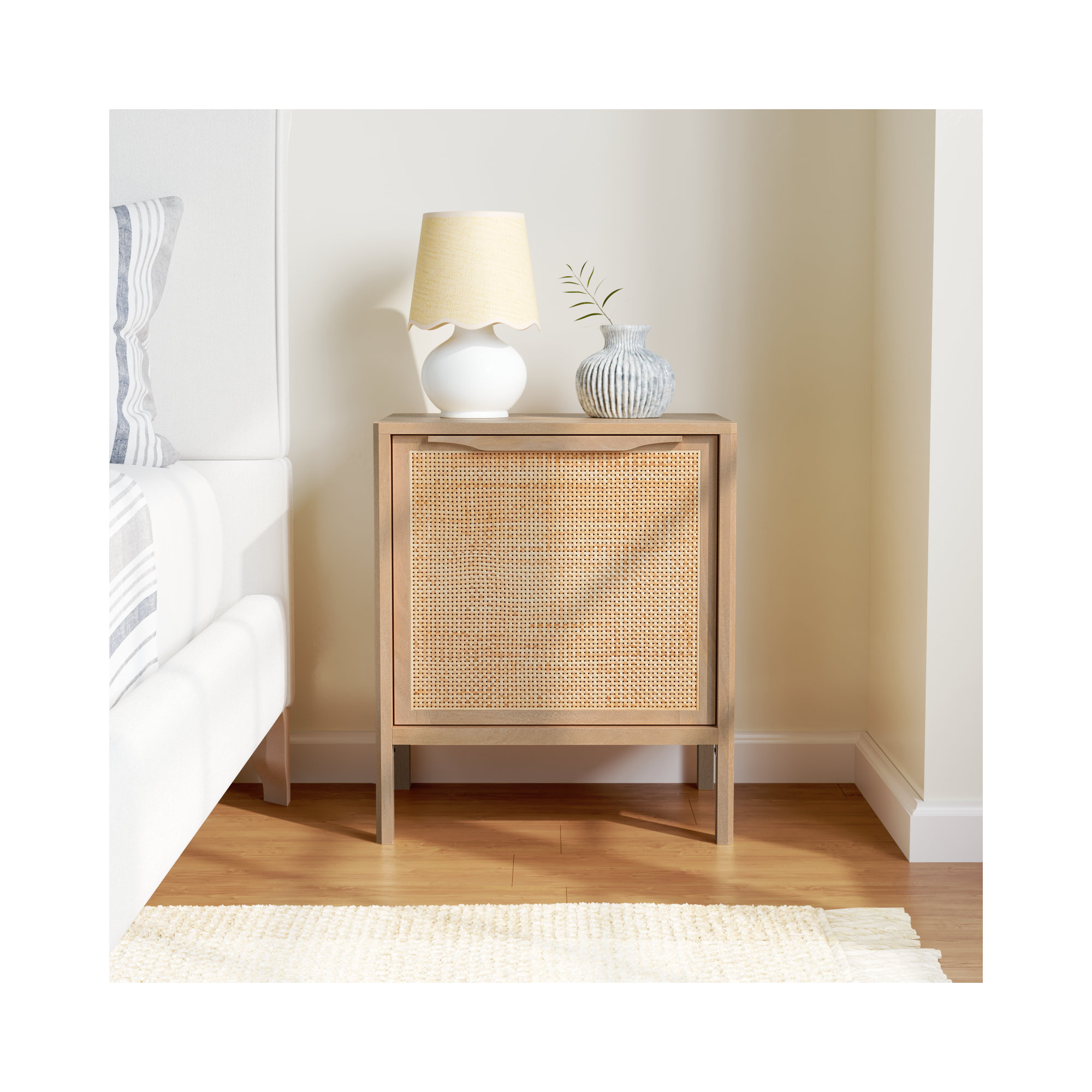 Nellie Cane Nightstand, Natural, Left