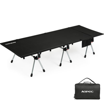 87" Camping Cot, Heavy Duty 400lbs Capacity, Adjustable Height with Leg Extenders, Lightweight Aluminum Frame Portable Folding Bed for Camping,Travel, Beach, Office Nap