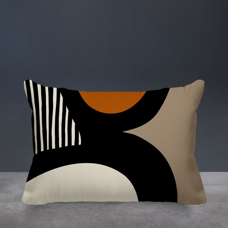 Coussin intérieur / extérieur en polyester filé Lara, Orange, H 14 po x l 20 po
