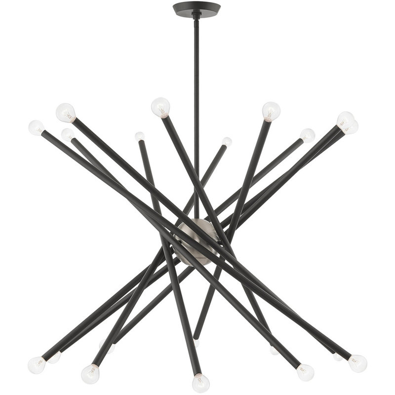 Runo Sputnik Modern Linear Chandelier, Scandinavian Gray