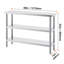 Table de préparation des aliments en acier inoxydable, table de travail de cuisine commerciale de 14 x 48 x 34 pouces, avec 2 tablettes réglables, table de préparation en métal robuste pour barbecue, cuisine, maison et garage