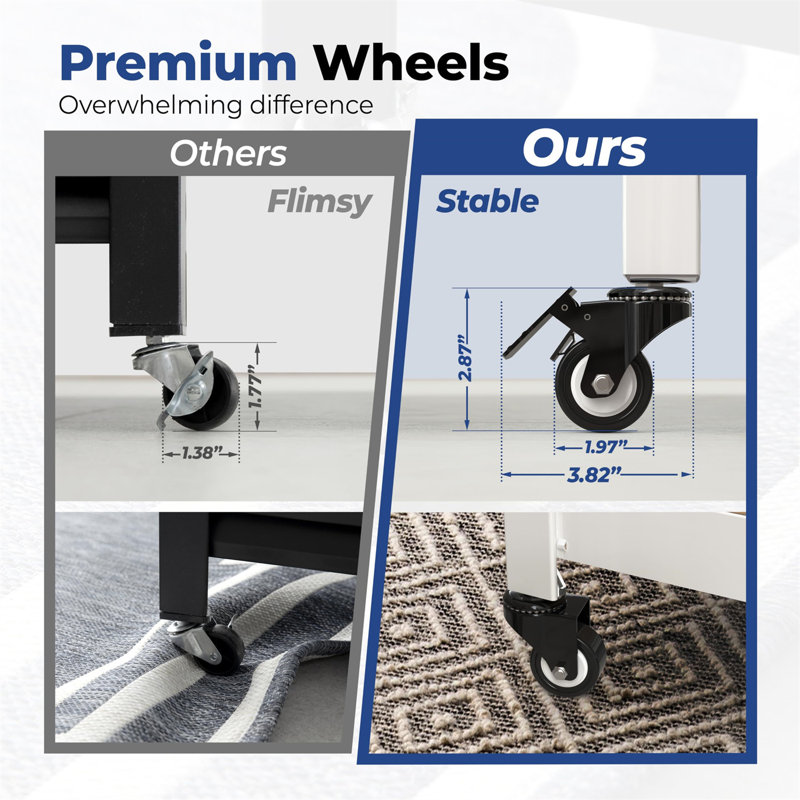 Chariot utilitaire Ã  roulettes, H 62,2 po x l 24,41 po x P 16,5 po, Blanc