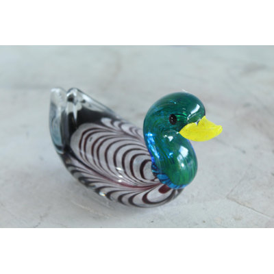 NIFAO Glass Duck Figurine Hand Blown Art Glass Tabletop Decor 6" x 3" x 3"H