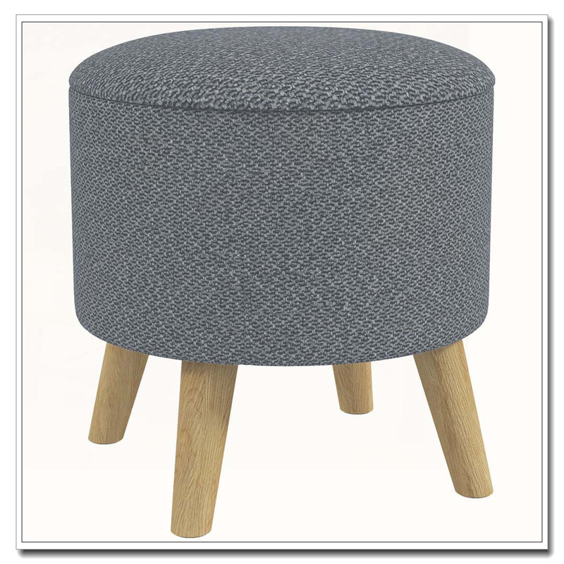 Tabouret rond avec rangement et tabouret, Gris