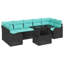  Ensemble de canapé de jardin avec coussin manuel 8 pièces en rotin de polyester noir