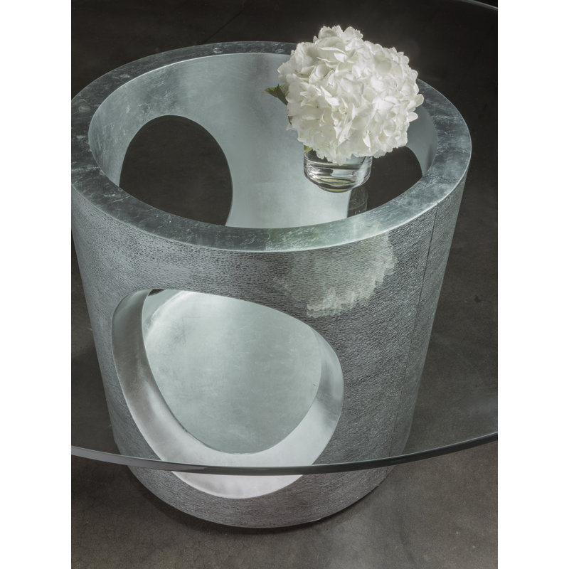 Rectangular Glass Dining Table with Silver Base