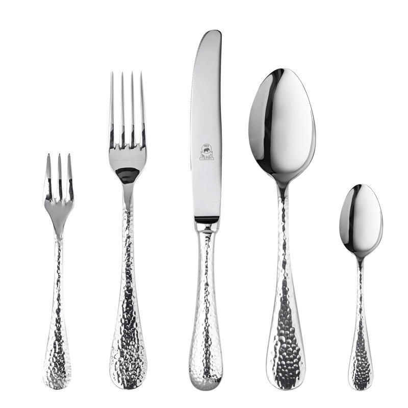Ensemble de couverts Epoque avec fourchette à gâteaux et couteaux H / H - 30 pièces - Acier inoxydable, Argent argent