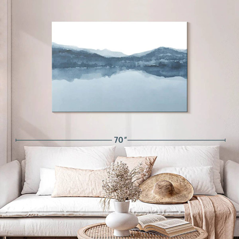 Aquarelle Avery III, nuances de bleu I, H 30 po x l 45 po