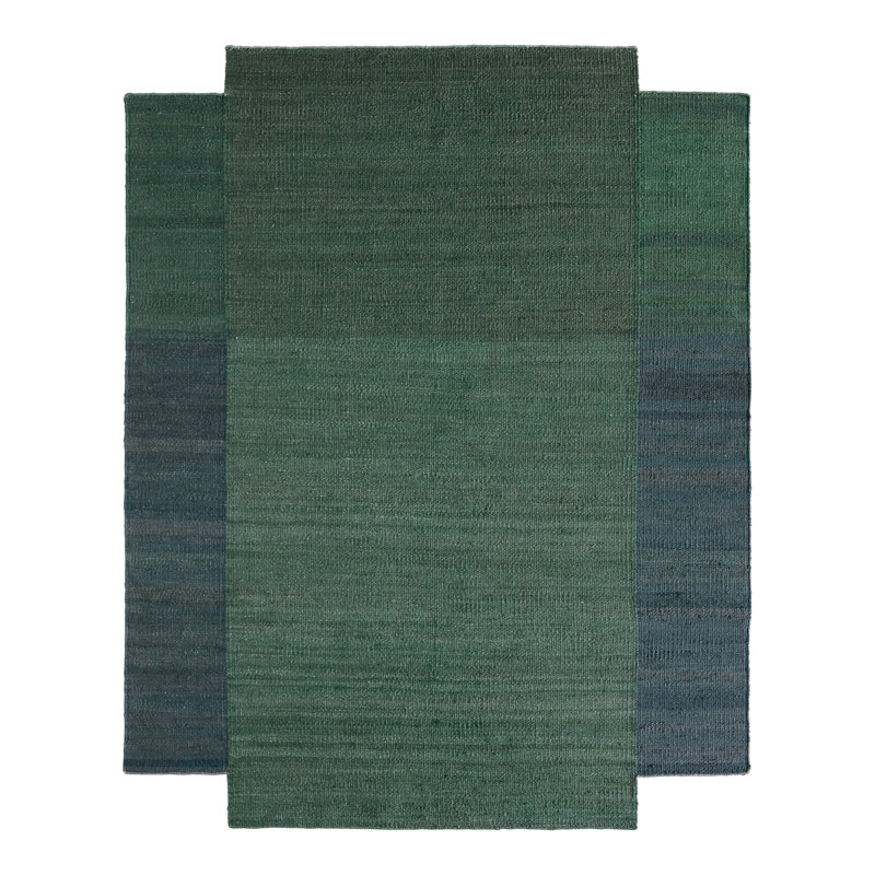 Tapis Cosimo RFL05 tissé à la main, bloc de couleurs vert (152 x 244 cm), Rectangle 5' x 8'