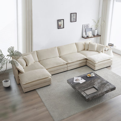 Grand canapé-lit double modulaire en U avec méridienne réversible Comfort