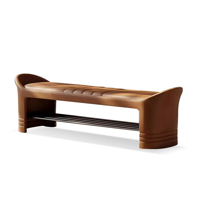 Banc de rangement rembourré pour chaussures, Orange
