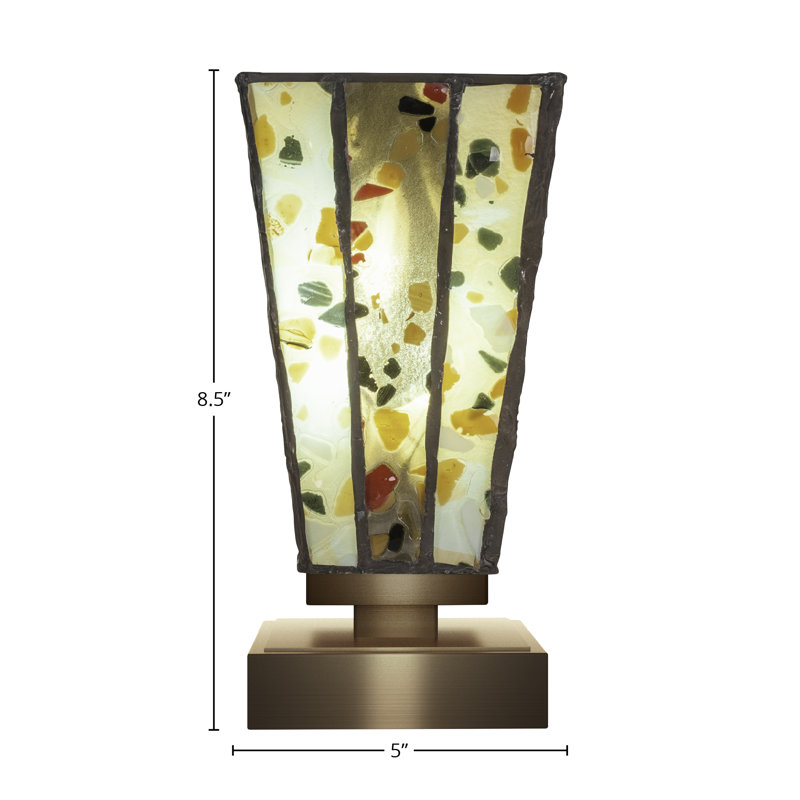 Lannah Accent Lamp Shown In New Age Brass Finish With 5" Square Fiesta Art Glass