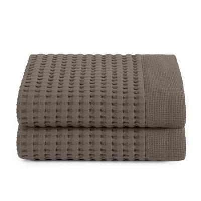 Ensemble de 2 essuie-mains gaufrés - 100% coton naturel super absorbant, à séchage rapide, style moderne