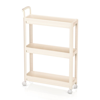 3 Tier Slim Slide Out Kitchen Bath Trolley Space Saving Shelving Unit with Handle L50.5 W17.5 H76cm