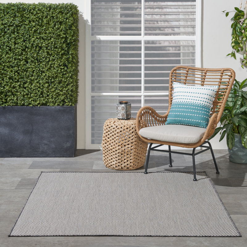 Tapis intérieur / extérieur ivoire / gris anthracite Leia, Carré 5 pi
