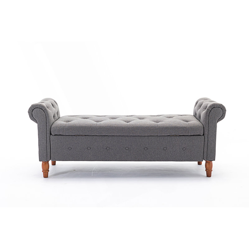 Flax Fabric Storage Bench Shoe-Changing Stool
