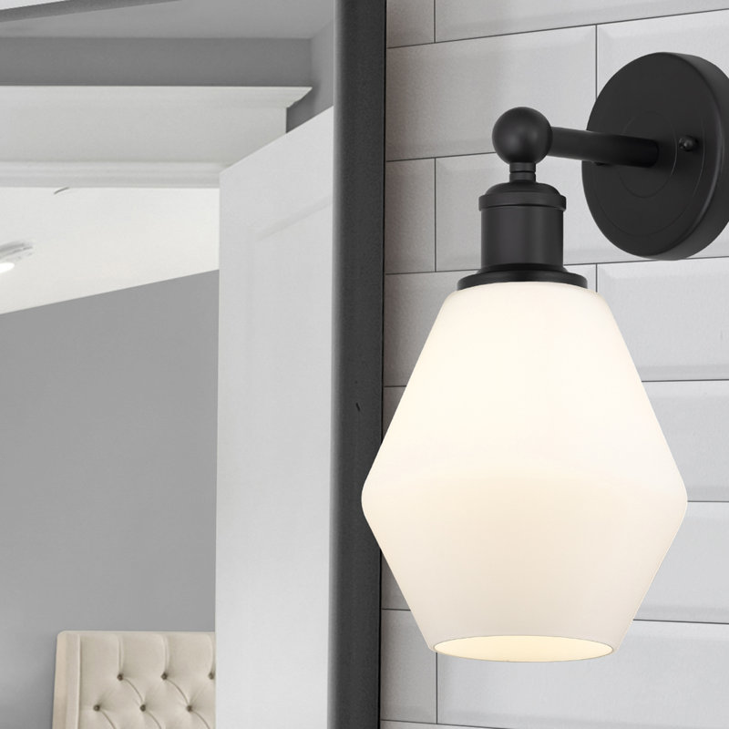 Amylea Steel Armed Sconce, Matte Black, Cased Matte White