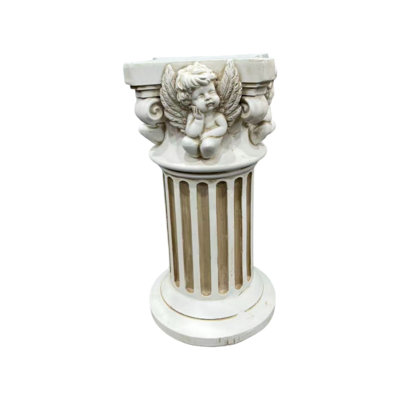 Piédestal vintage en forme de colonne romaine, 48 cm de hauteur, en résine, pour plantes et sculptures d'intérieur ou d'extérieur.