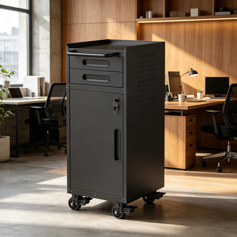 Armoire de rangement en métal avec porte verrouillable et 2 tiroirs