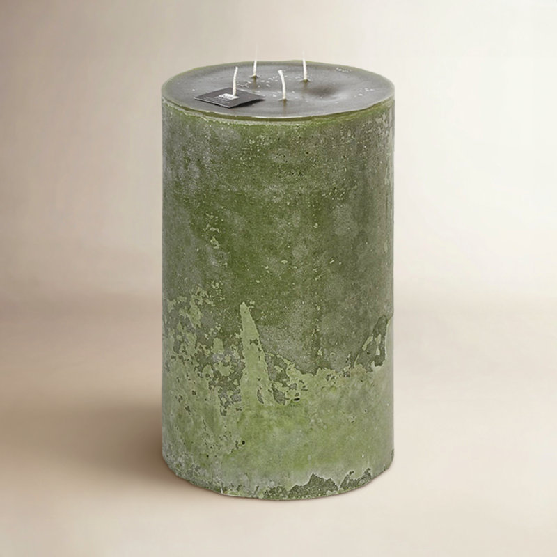 Bougie pilier super non parfumée, Vert foncé, H 11,8 po x l 7,5 po x P 7,5 po