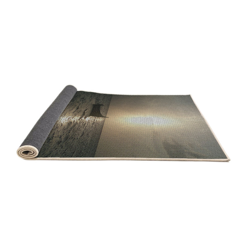 Tapis gris/zone noire à motifs, Rond 8 pi