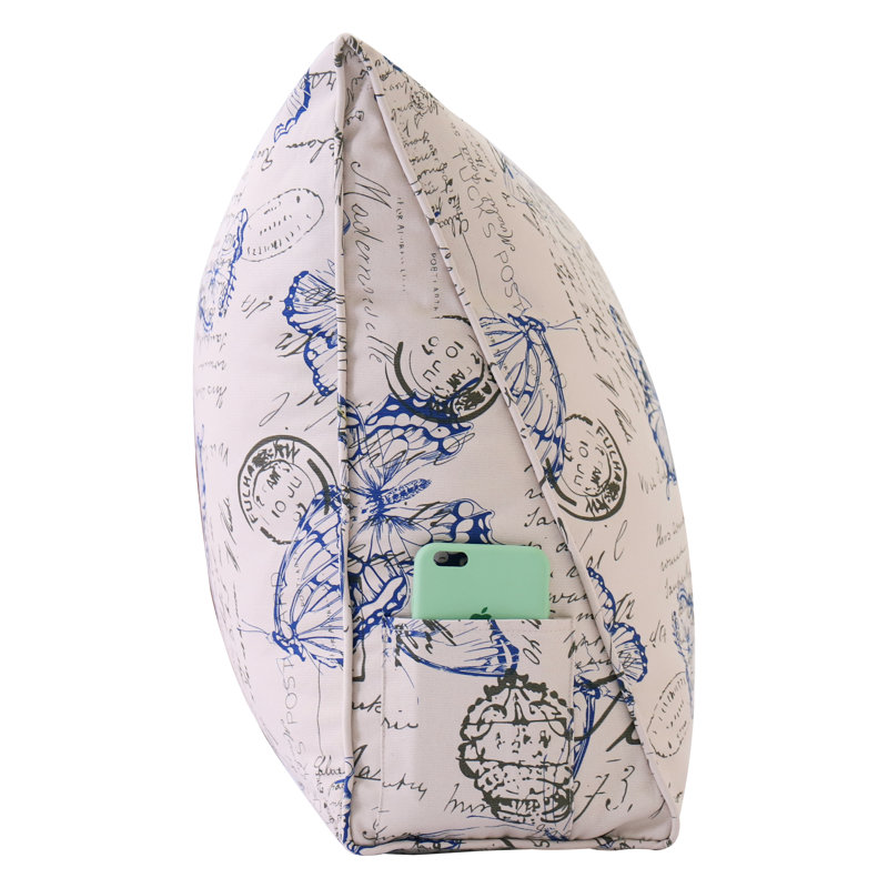 Support lombaire en coton avec coussin de lecture, Bleu papillon