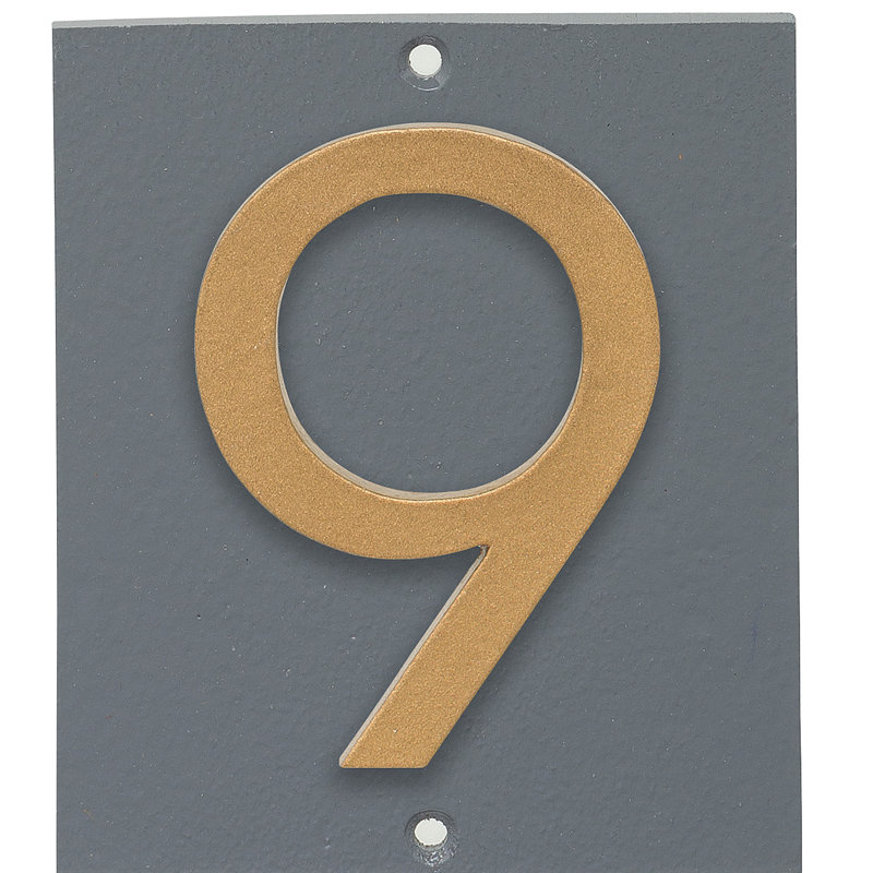 Plaque d’adresse murale sur 1 ligne flottante, Gris, Or, Oui