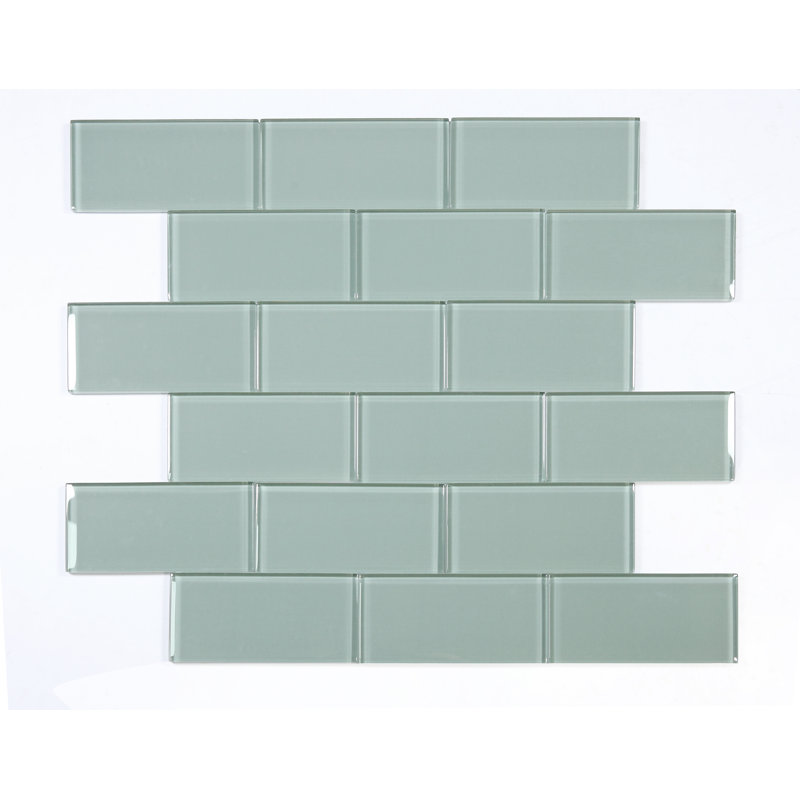 Art Deco Frosted 1.25" x 3" Glass Mosaic Peel and Stick Wall Tile, Silver Reef
