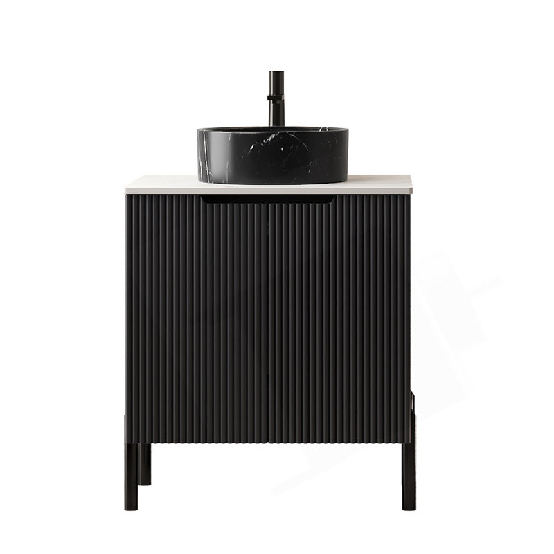 Meuble-lavabo de 24 po avec lavabo en céramique élégant et rangement spacieux, comptoir en pierre frittée durable