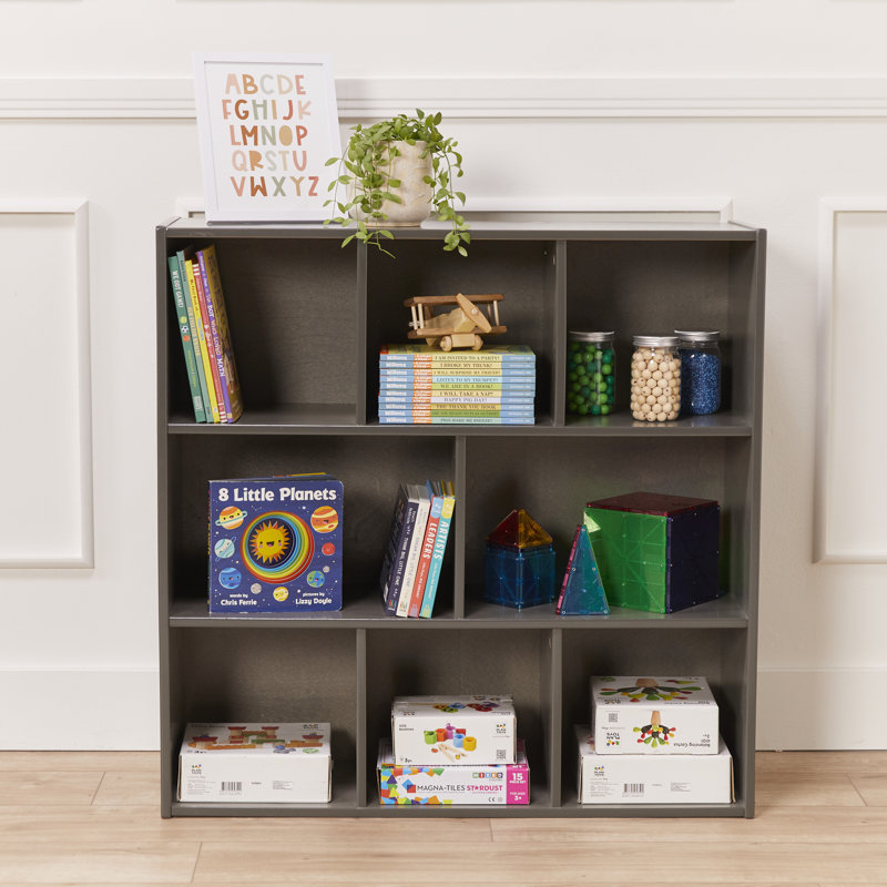 Grey Wash 8-Compartment Kids Storage Cabinet