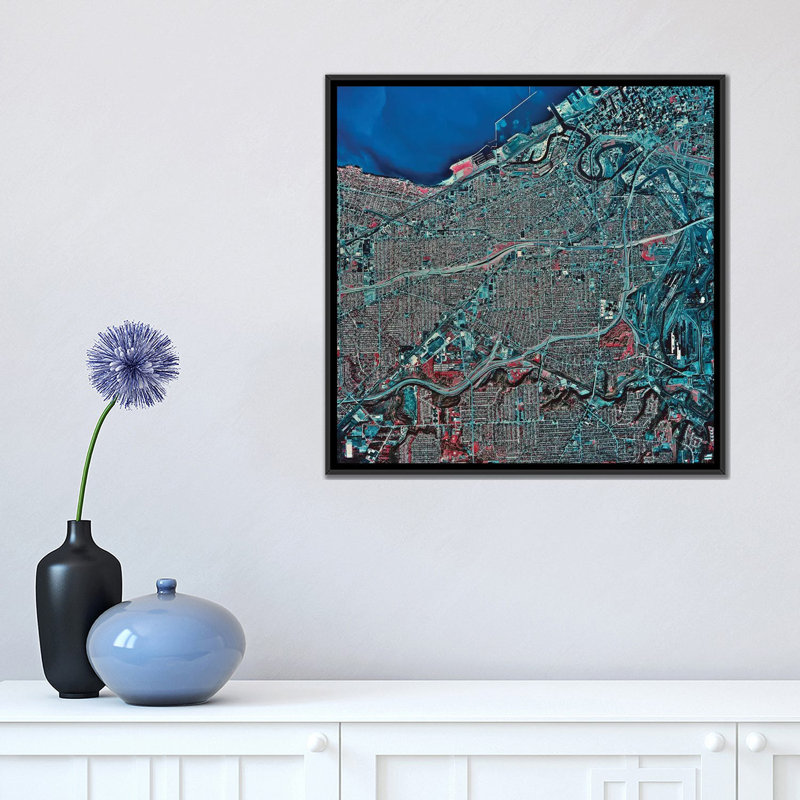 « cleveland, ohio » par stocktrek images, impression sur toile tendue, H 18 po x l 18 po x P 1,5 po, Toile avec cadre noir