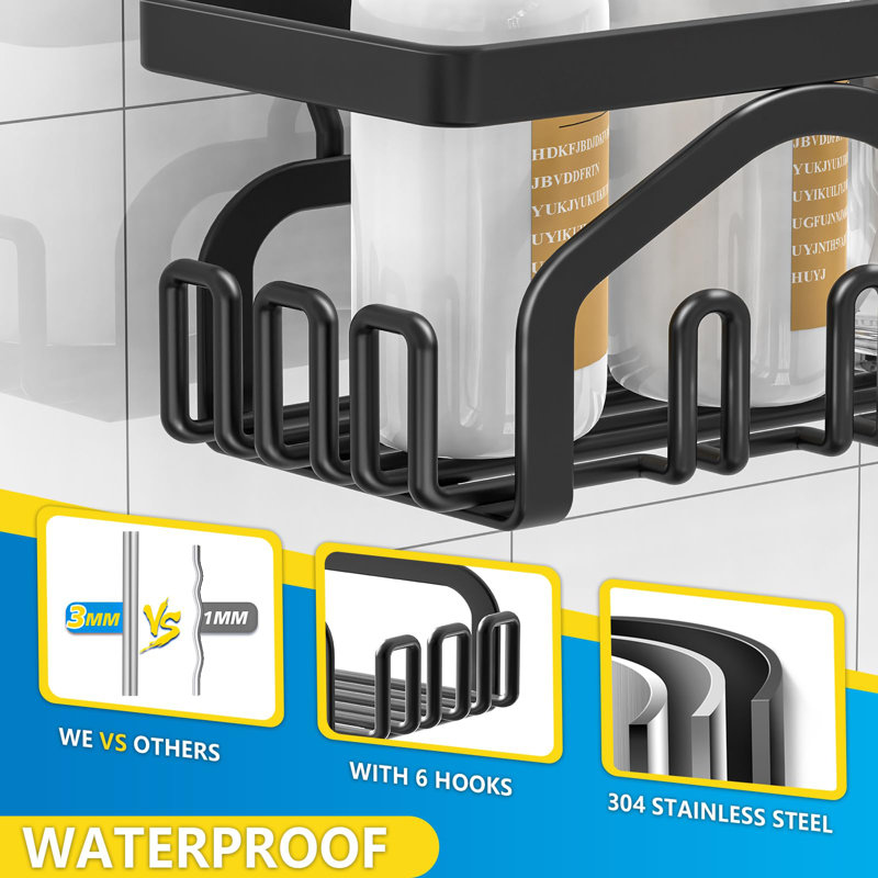 Floating Shelves Wall Stainless Steel Shower Shelf, Matte Black