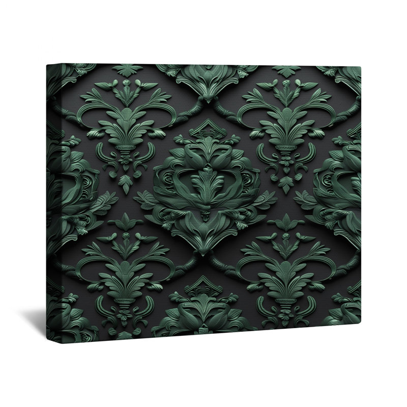Toile tendue sur toile damassée verte ornée en plusieurs tailles, 20 x 24 inches