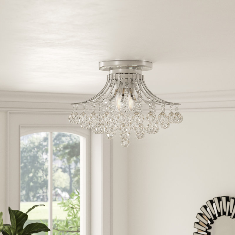 Plafonnier encastré 3 lumières Stoller, Chrome, 6 lumières, H 14 po x l 19 po x P 19 po