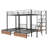 Full over Twin-Twin Triple bunk bed with drawers and staircase, Black