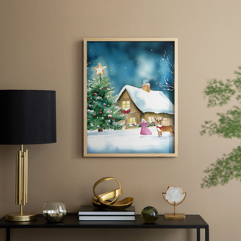 «Christmas Holiday Art» DCCLxx, reproduction d'art encadrée - bois massif, Naturel, H 15 po x l 12 po