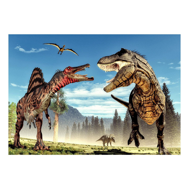Murale Gennavive Fighting Dinosaurs, L 110 po x l 157 po