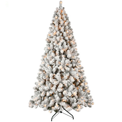 Arbre de Noël illuminé enneigé 6 pi avec 300 lumières chaudes UL, 779 pointes en PVC, fil à mémoire dépliable, assemblage facile et support en métal stable - décor des Fêtes enneigé