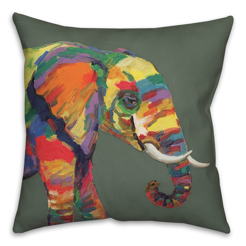 Housse de coussin carrée d’extérieur Bright Elephant, Vert