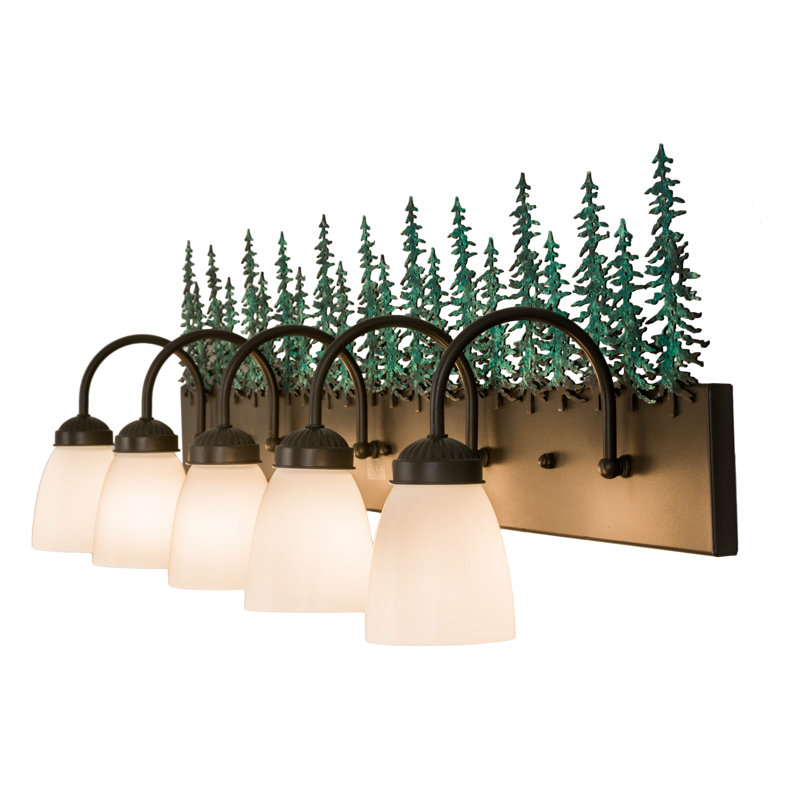 Rustic Lodge 5 - Light Vanity Light, 12.5" H x 48" W x 8.5" D, Dark Walnut