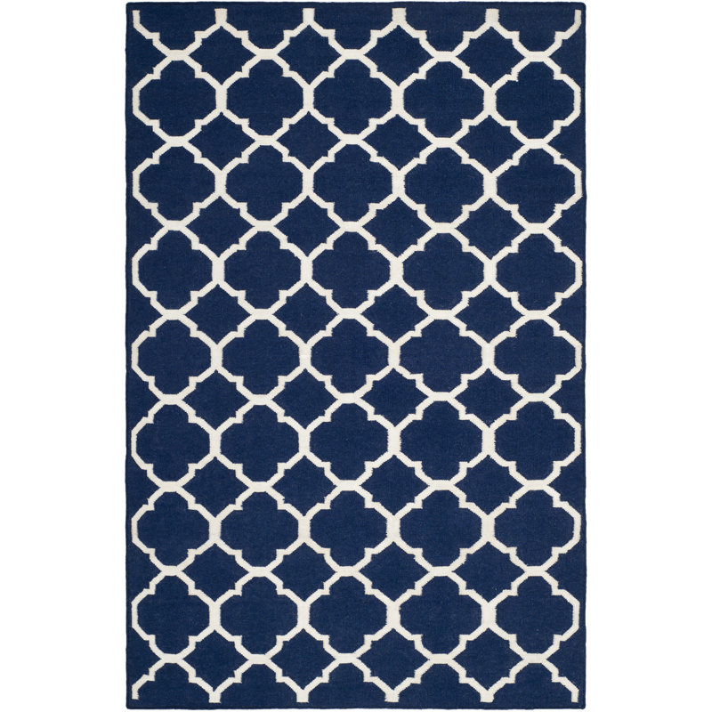 Triplett Geometric Wool Hand Woven Area Rug, Rectangle 183 x 274 cm