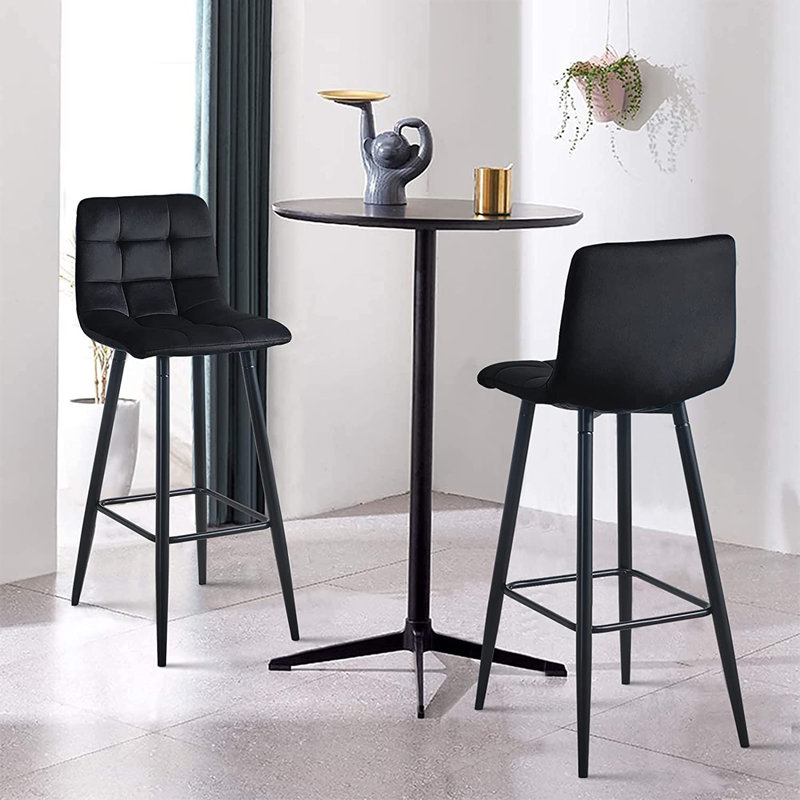 Whitcomb Upholstered Counter Stool with Metal Frame, Black