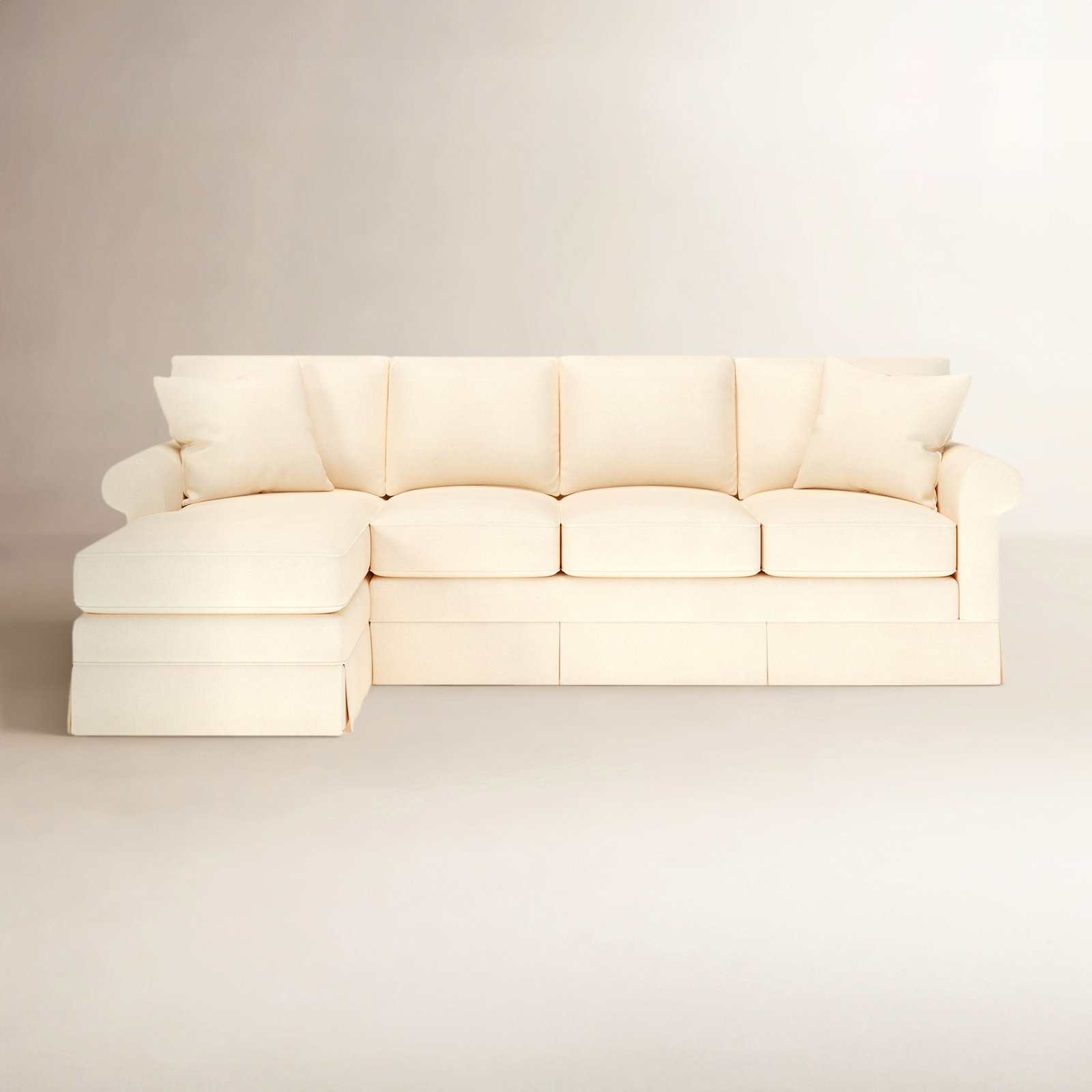 Friedman Upholstered Sectional with Chaise, Bayou Natural Canvas, Left Hand Facing