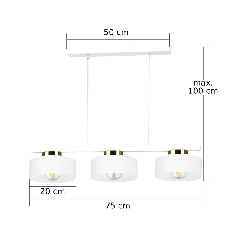 3 - Light Drum Pendant, White