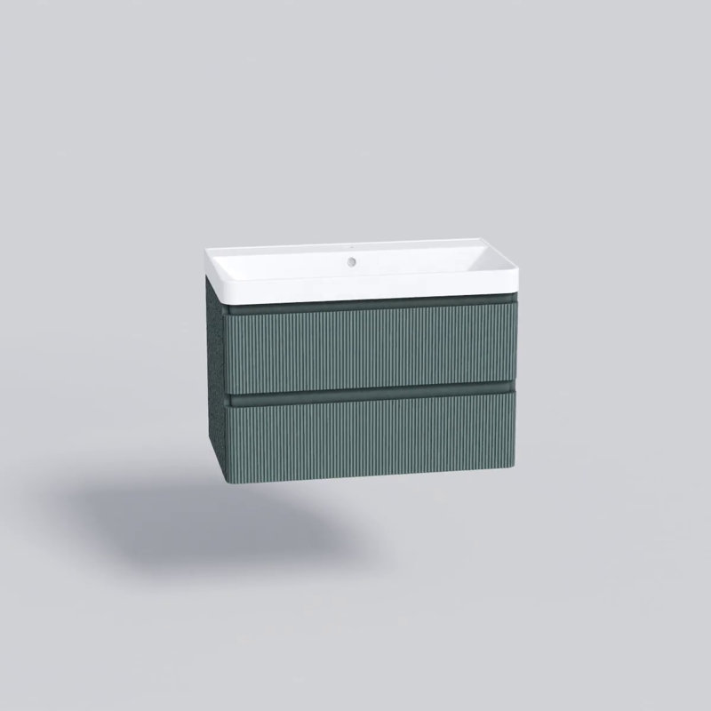 Green Matte Wall-Mounted Single Vanity with Ceramic Sink