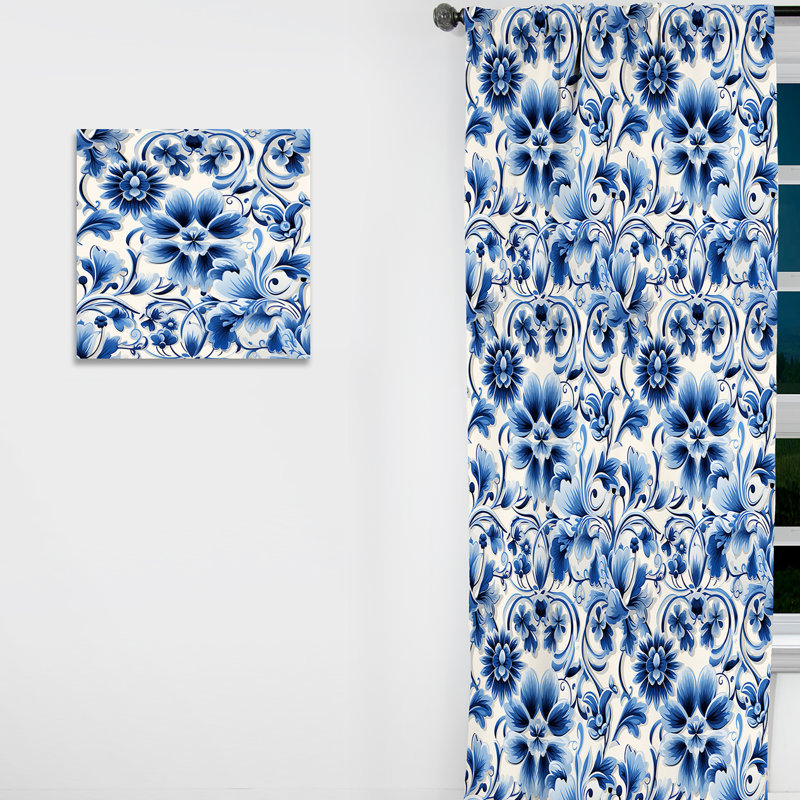 Motif victorien Cobalt, L 52 po x L 84 po