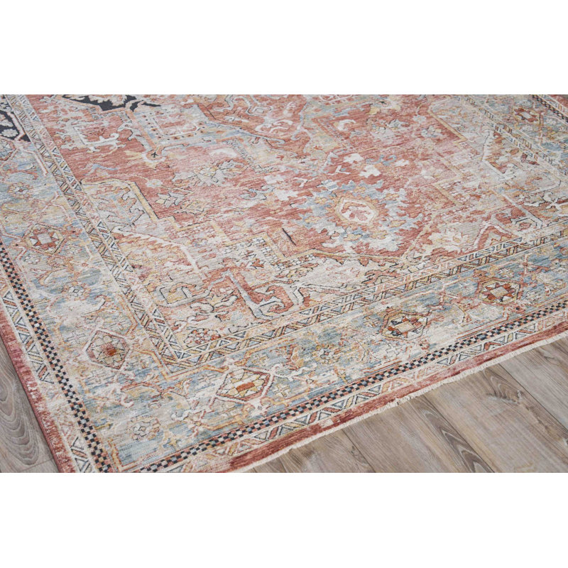 Antique Loom Rust/Black Polyester powerloom Area Rug, Rectangle 12' x 15'