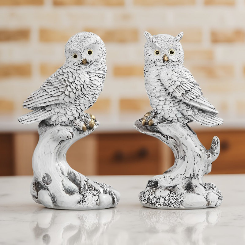Ensemble de 2 figurines H 5,75 "Hibou sur branche