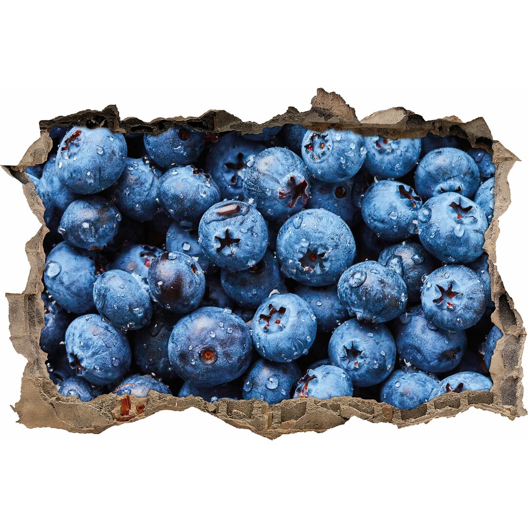 Blaubeeren mit Wassertröpfchen Wandaufkleber