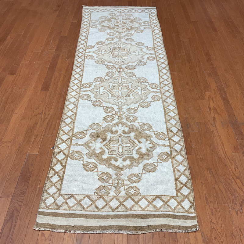  Handmade Turkish Oushak Wool Runner